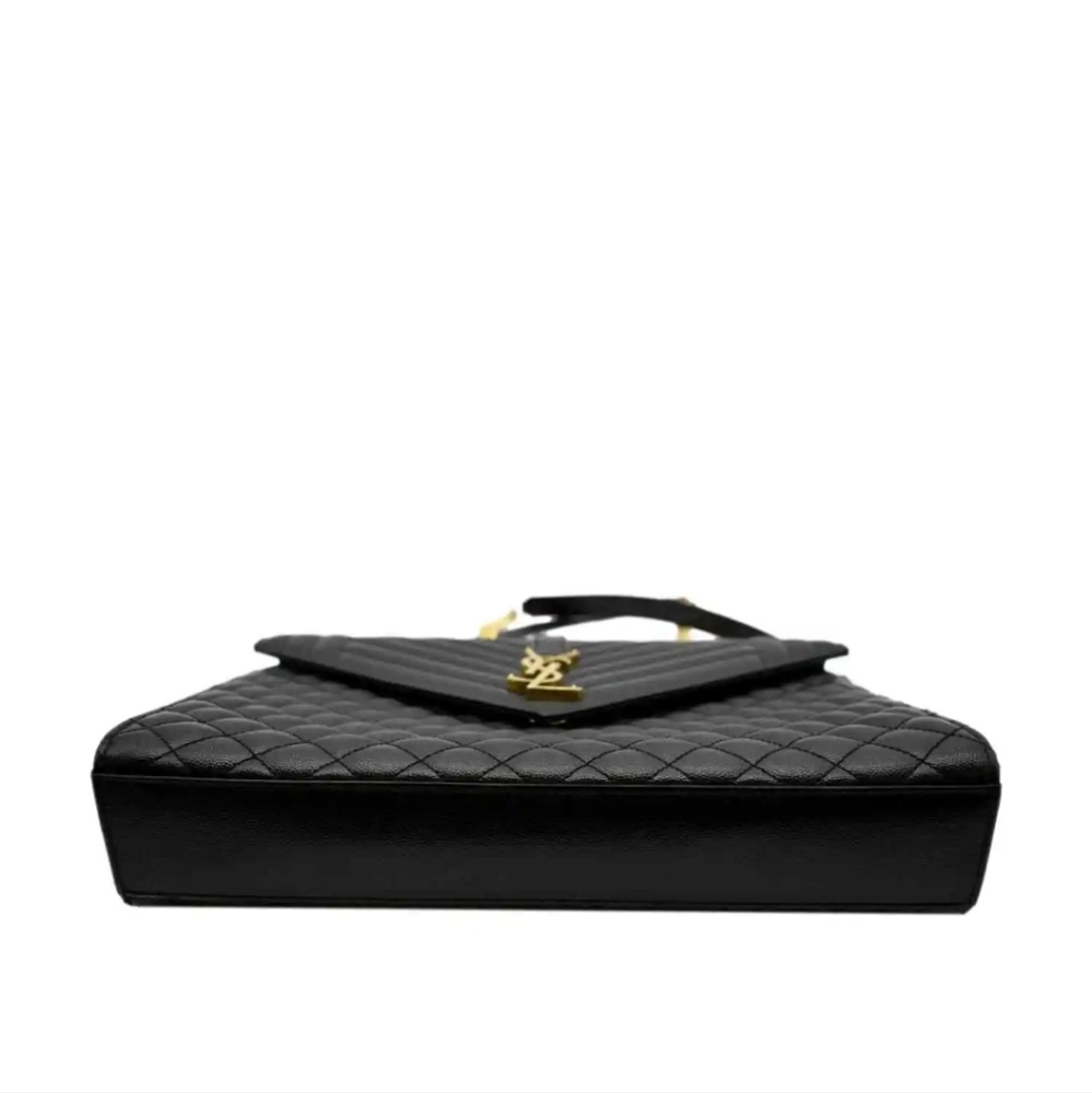 YVES SAINT LAURENT Large Envelope Leather Chain Shoulder Bag Black - Picture 11 of 15